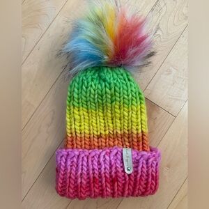 🌈100% Wool Beanie with 🩷🩷PINK BRIM🩷🩷 (green brim SOLD)